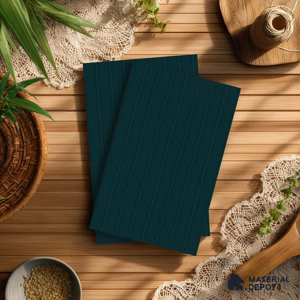 Petrol Blue Fluted Solid Color LM 01870 8 ft x 4 ft Matte Finish Decorative Laminate - 1 mm | Suitable for TV Unit,Wardrobe, Kitchen Cabinets