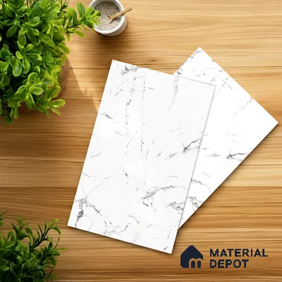 White Marble Look LM 05346 8 ft x 4 ft Texture Finish Decorative Laminate - 1 mm | Suitable for TV Unit, Wardrobe, Kitchen Cabinets