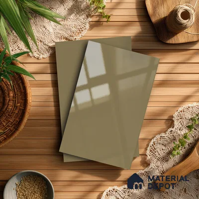 Warm Beige Solid Colors Look LM 01925 8 ft x 4 ft Glossy Finish Decorative Laminate - 1 mm | Suitable for Living Room, Kitchen, Office