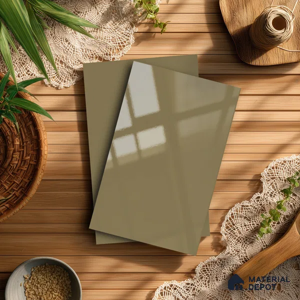 Warm Beige Solid Colors Look LM 01925 8 ft x 4 ft Glossy Finish Decorative Laminate - 1 mm | Suitable for Living Room, Kitchen, Office