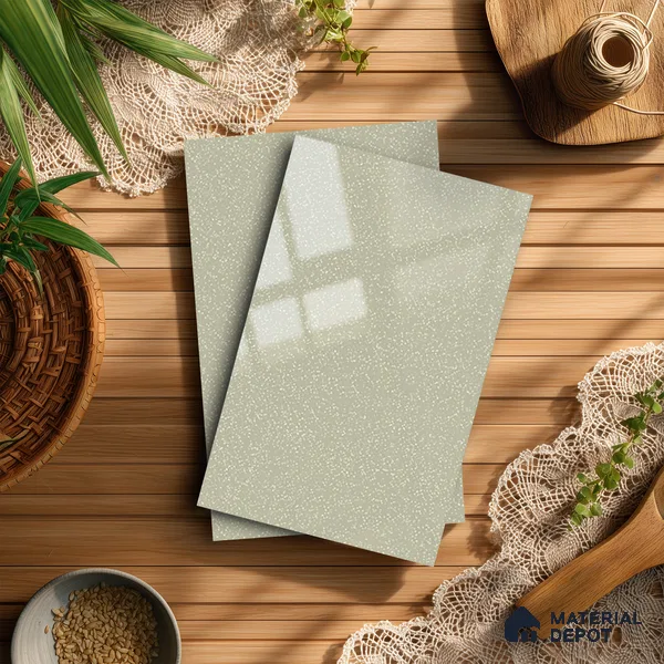 Pearl Grey Solid Colors Look LM 01936 8 ft x 4 ft Glossy Finish Decorative Laminate - 1 mm | Suitable for Living Room, Kitchen, Office