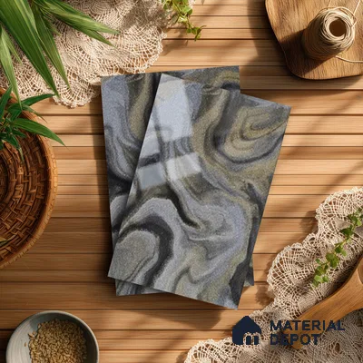Grey Wave Look LM 13843 8 ft x 4 ft High Gloss Finish Decorative Laminate - 1 mm | Suitable for TV Unit, Wardrobe, Kitchen Cabinets