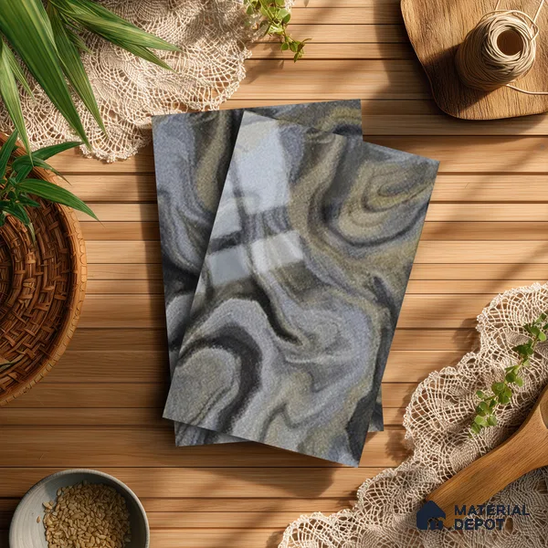 Grey Wave Look LM 13843 8 ft x 4 ft High Gloss Finish Decorative Laminate - 1 mm | Suitable for TV Unit, Wardrobe, Kitchen Cabinets