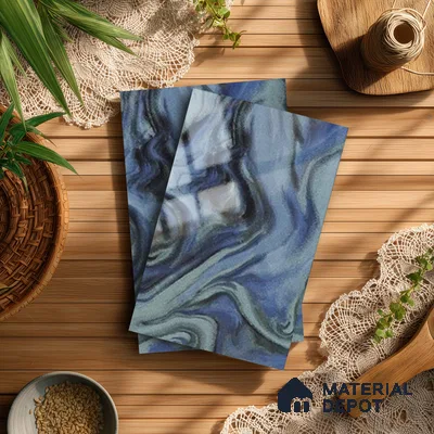 Blue Wave Look LM 13844 8 ft x 4 ft High Gloss Finish Decorative Laminate - 1 mm | Suitable for TV Unit, Wardrobe, Kitchen Cabinets