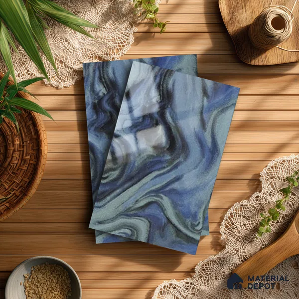 Blue Wave Look LM 13844 8 ft x 4 ft High Gloss Finish Decorative Laminate - 1 mm | Suitable for TV Unit, Wardrobe, Kitchen Cabinets