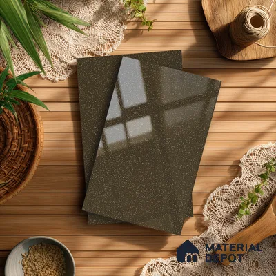Gold Shimmer Brown Solid Colors Look LM 13854 8 ft x 4 ft Glossy Finish Decorative Laminate - 1 mm | Suitable for Living Room, Kitchen, Office