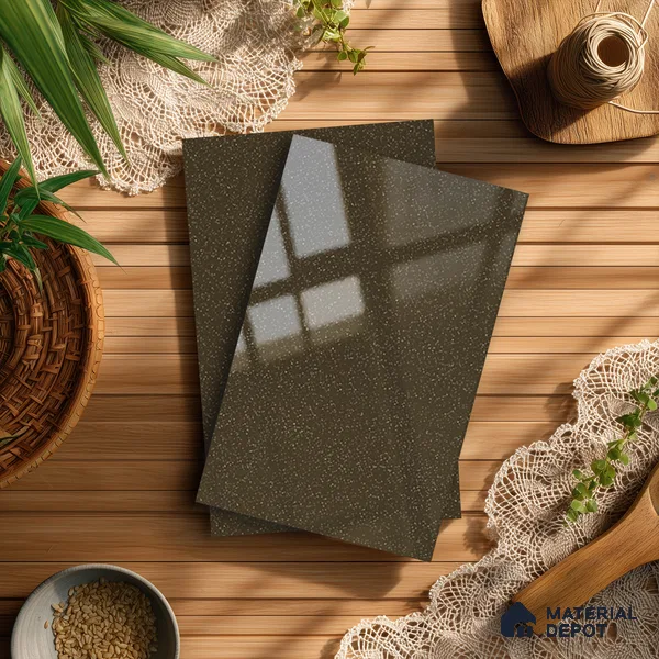 Gold Shimmer Brown Solid Colors Look LM 13854 8 ft x 4 ft Glossy Finish Decorative Laminate - 1 mm | Suitable for Living Room, Kitchen, Office