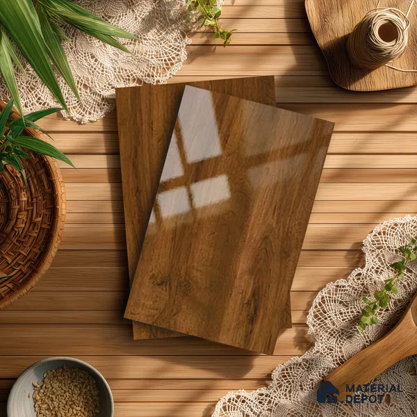 Wooden Look LM 13862 8 ft x 4 ft Glossy Finish Decorative Laminate - 1 mm | Suitable for TV Unit, Wardrobe, Kitchen Cabinets
