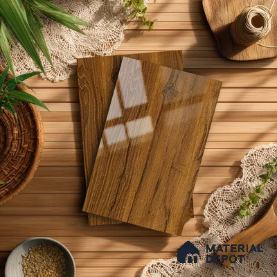 Wooden Look LM 13895 8 ft x 4 ft High Gloss Finish Decorative Laminate - 1 mm | Suitable for TV Unit, Wardrobe, Kitchen Cabinets