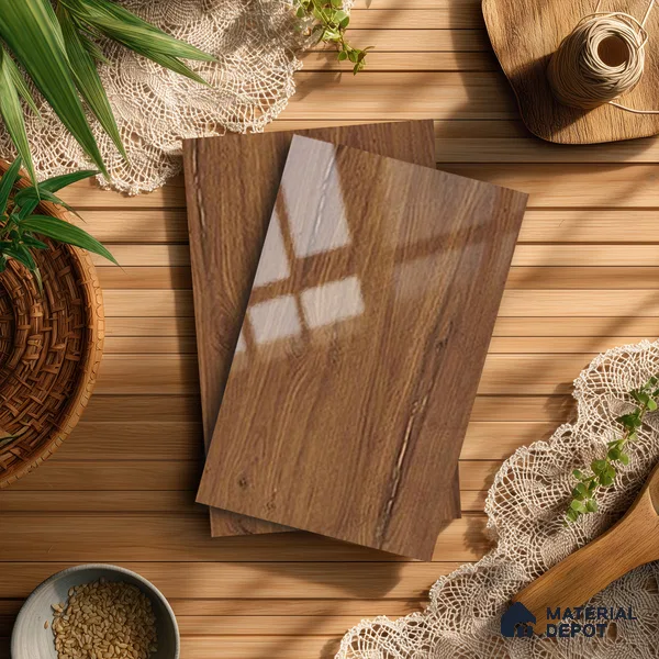 Wooden Look LM 13896 8 ft x 4 ft High Gloss Finish Decorative Laminate - 1 mm | Suitable for TV Unit, Wardrobe, Kitchen Cabinets