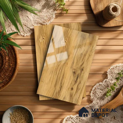 Wooden Look LM 13897 8 ft x 4 ft High Gloss Finish Decorative Laminate - 1 mm | Suitable for TV Unit, Wardrobe, Kitchen Cabinets