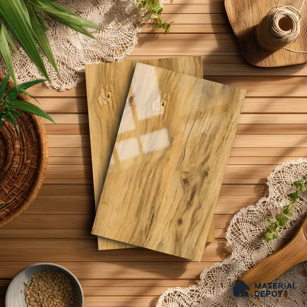Wooden Look LM 13897 8 ft x 4 ft High Gloss Finish Decorative Laminate - 1 mm | Suitable for TV Unit, Wardrobe, Kitchen Cabinets