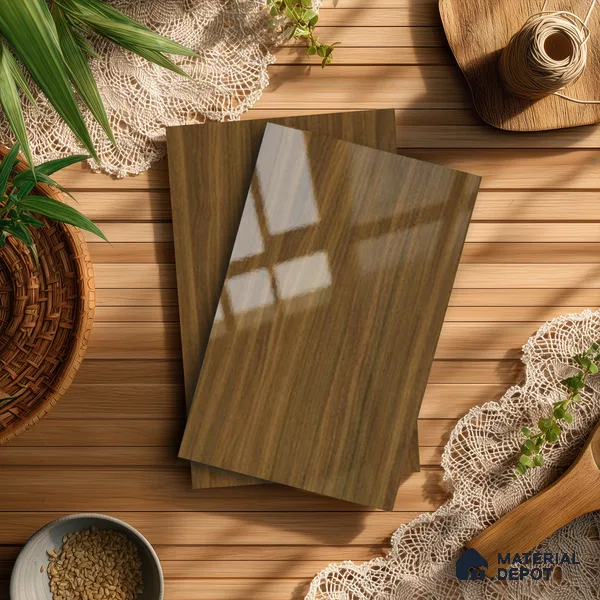 Wooden Look LM 13898 8 ft x 4 ft High Gloss Finish Decorative Laminate - 1 mm | Suitable for TV Unit, Wardrobe, Kitchen Cabinets