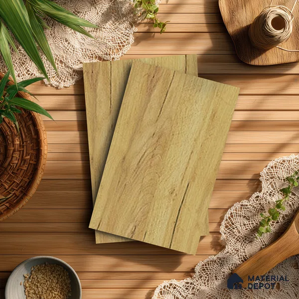Wooden Look LM 13905 Compania Walnut Light 8 ft x 4 ft Texture Finish Decorative Laminate - 1 mm | Suitable for TV Unit, Wardrobe, Kitchen Cabinets