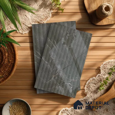 Marble Fluted LM 21343 8 ft x 4 ft Glossy Finish Decorative Laminate - 1 mm | Suitable for TV Unit,Wardrobe, Kitchen Cabinets