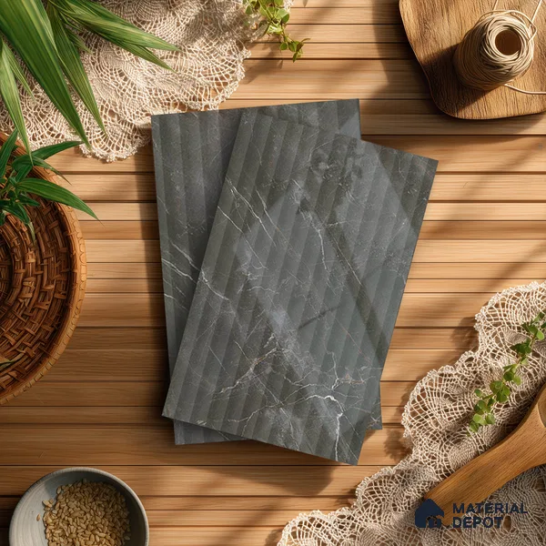 Marble Fluted LM 21343 8 ft x 4 ft Glossy Finish Decorative Laminate - 1 mm | Suitable for TV Unit,Wardrobe, Kitchen Cabinets