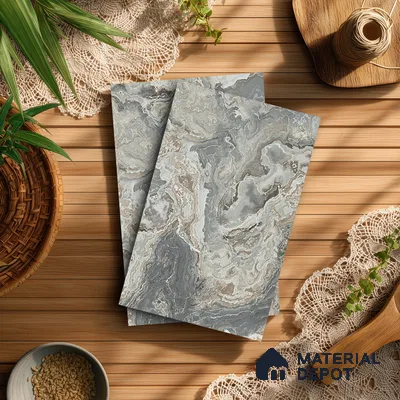 Grey Marble Look LM 21363 8 ft x 4 ft PU Finish Decorative Laminate - 1 mm | Suitable for TV Unit, Wardrobe, Kitchen Cabinets