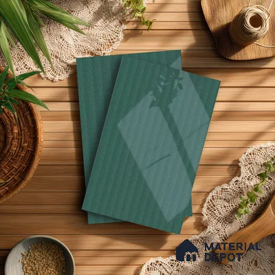 Teal Blue Fluted Solid Color LM 21367 8 ft x 4 ft High Gloss Finish Decorative Laminate - 1 mm | Suitable for TV Unit,Wardrobe, Kitchen Cabinets