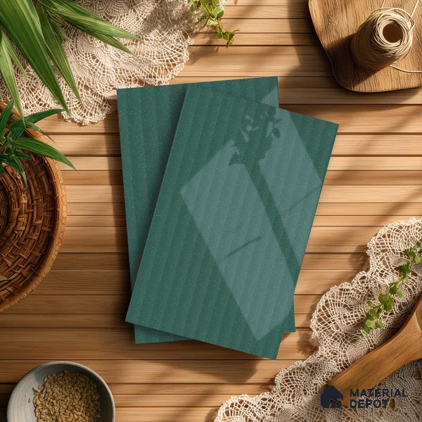 Teal Blue Fluted Solid Color LM 21367 8 ft x 4 ft High Gloss Finish Decorative Laminate - 1 mm | Suitable for TV Unit,Wardrobe, Kitchen Cabinets