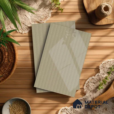 Light Taupe Brown Fluted Solid Color LM 21369 8 ft x 4 ft High Gloss Finish Decorative Laminate - 1 mm | Suitable for TV Unit,Wardrobe, Kitchen Cabinets