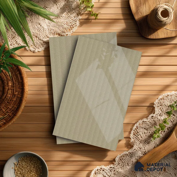 Light Taupe Brown Fluted Solid Color LM 21369 8 ft x 4 ft High Gloss Finish Decorative Laminate - 1 mm | Suitable for TV Unit,Wardrobe, Kitchen Cabinets