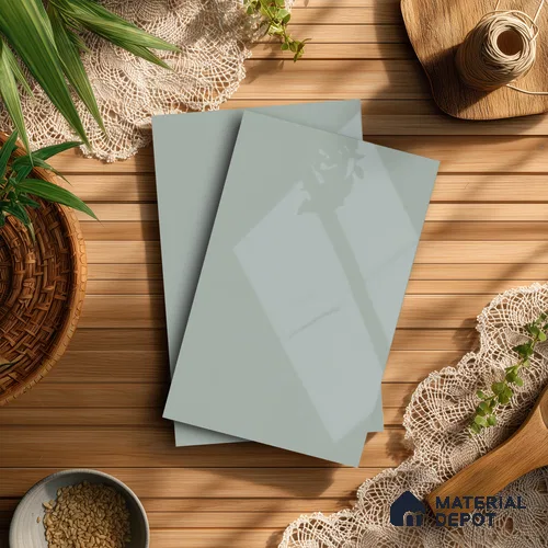 Pale Cool Grey Solid Colors Look LM 21381 8 ft x 4 ft High Gloss Finish Decorative Laminate - 1 mm | Suitable for Living Room, Kitchen, Office