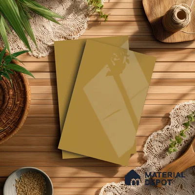 Ochre Brown Solid Colors Look LM 21382 8 ft x 4 ft High Gloss Finish Decorative Laminate - 1 mm | Suitable for Living Room, Kitchen, Office