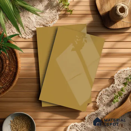 Ochre Brown Solid Colors Look LM 21382 8 ft x 4 ft High Gloss Finish Decorative Laminate - 1 mm | Suitable for Living Room, Kitchen, Office