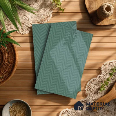 Teal Green Solid Colors Look LM 21383 8 ft x 4 ft High Gloss Finish Decorative Laminate - 1 mm | Suitable for Living Room, Kitchen, Office