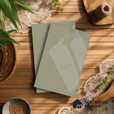 Pale Grey Green Solid Colors Look LM 21385 8 ft x 4 ft High Gloss Finish Decorative Laminate - 1 mm | Suitable for Living Room, Kitchen, Office