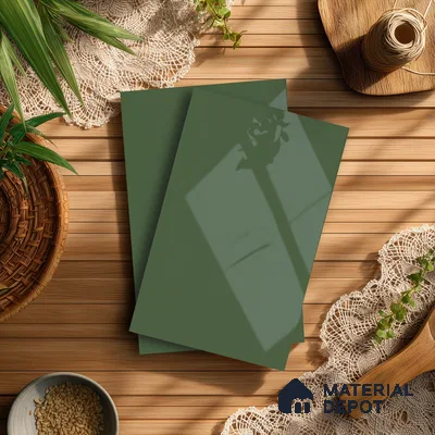 Forest Green Solid Colors Look LM 21386 8 ft x 4 ft High Gloss Finish Decorative Laminate - 1 mm | Suitable for Living Room, Kitchen, Office