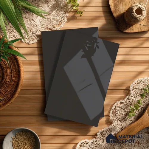 Charcoal Grey Solid Colors Look LM 21388 8 ft x 4 ft High Gloss Finish Decorative Laminate - 1 mm | Suitable for Living Room, Kitchen, Office
