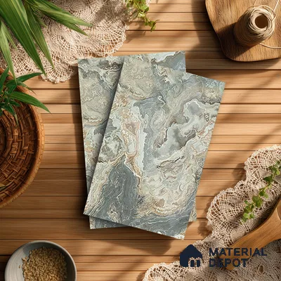 Grey Marble Look LM 21394 8 ft x 4 ft High Gloss Finish Decorative Laminate - 1 mm | Suitable for TV Unit, Wardrobe, Kitchen Cabinets