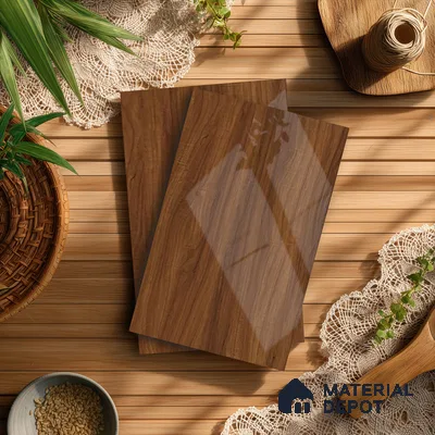 Wooden Look LM 21400 Cherry Wood 8 ft x 4 ft High Gloss Finish Decorative Laminate - 1 mm | Suitable for TV Unit, Wardrobe, Kitchen Cabinets