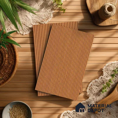 Wooden Fluted LM 21442 8 ft x 4 ft Texture Finish Decorative Laminate - 1 mm | Suitable for TV Unit,Wardrobe, Kitchen Cabinets