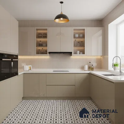Ferrero 1B 0842 Dusty Gold 8 ft x 4 ft Solid Series High Gloss Finish Acrylic Laminate - 1.5 mm (LM 01138) | Matching Edgeband Code - 842 | Suitable for Kitchen Cabinets, Study Areas, Wardrobe