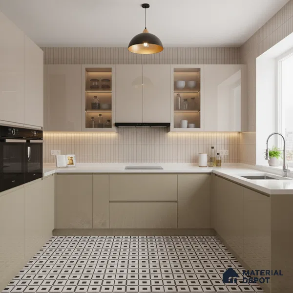 Ferrero 1B 0842 Dusty Gold 8 ft x 4 ft Solid Series High Gloss Finish Acrylic Laminate - 1.5 mm (LM 01138) | Matching Edgeband Code - 842 | Suitable for Kitchen Cabinets, Study Areas, Wardrobe
