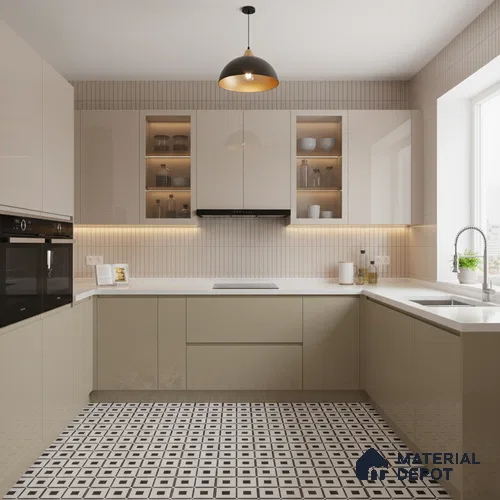 Ferrero 1B 0842 Dusty Gold 8 ft x 4 ft Solid Series High Gloss Finish Acrylic Laminate - 1.5 mm (LM 01138) | Matching Edgeband Code - 842 | Suitable for Kitchen Cabinets, Study Areas, Wardrobe