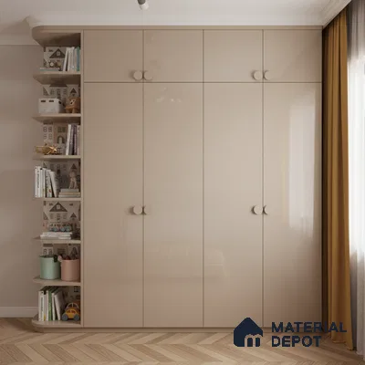 Ferrero 1B 0842 Dusty Gold 8 ft x 4 ft Solid Series High Gloss Finish Acrylic Laminate - 1.5 mm (LM 01138) | Matching Edgeband Code - 842 | Suitable for Kitchen Cabinets, Study Areas, Wardrobe