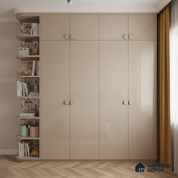 Ferrero 1B 0842 Dusty Gold 8 ft x 4 ft Solid Series High Gloss Finish Acrylic Laminate - 1.5 mm (LM 01138) | Matching Edgeband Code - 842 | Suitable for Kitchen Cabinets, Study Areas, Wardrobe