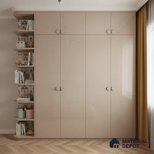 Ferrero 1B 0842 Dusty Gold 8 ft x 4 ft Solid Series High Gloss Finish Acrylic Laminate - 1.5 mm (LM 01138) | Matching Edgeband Code - 842 | Suitable for Kitchen Cabinets, Study Areas, Wardrobe
