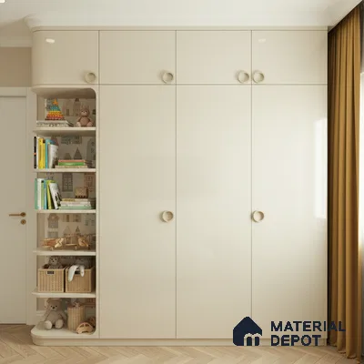 Ferrero 1B 0843 Pearl White 8 ft x 4 ft Solid Series High Gloss Finish Acrylic Laminate - 1.5 mm (LM 01139) | Matching Edgeband Code - 843 | Suitable for Kitchen Cabinets, Study Areas, Wardrobe