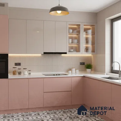Ferrero 1B 0844 Dusky Blush 8 ft x 4 ft Solid Series High Gloss Finish Acrylic Laminate - 1.5 mm (LM 01140) | Matching Edgeband Code - 844 | Suitable for Kitchen Cabinets, Study Areas, Wardrobe