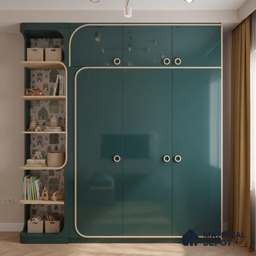 Ferrero 1B 0845 Bottle Green 8 ft x 4 ft Solid Series High Gloss Finish Acrylic Laminate - 1.5 mm (LM 01141) | Matching Edgeband Code - 845 | Suitable for Kitchen Cabinets, Study Areas, Wardrobe