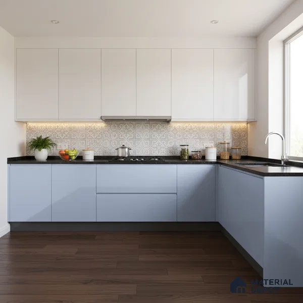 Ferrero 1B 0846 Soft Blue 8 ft x 4 ft Solid Series High Gloss Finish Acrylic Laminate - 1.5 mm (LM 01142) | Matching Edgeband Code - 846 | Suitable for Kitchen Cabinets, Study Areas, Wardrobe