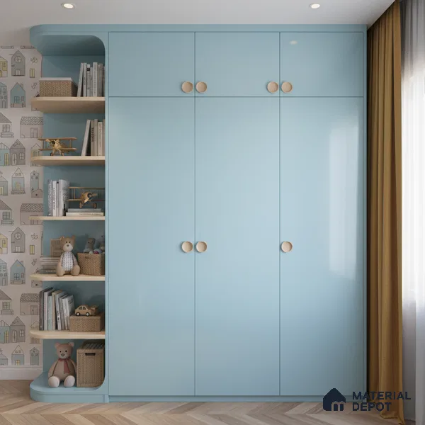 Ferrero 1B 0846 Soft Blue 8 ft x 4 ft Solid Series High Gloss Finish Acrylic Laminate - 1.5 mm (LM 01142) | Matching Edgeband Code - 846 | Suitable for Kitchen Cabinets, Study Areas, Wardrobe