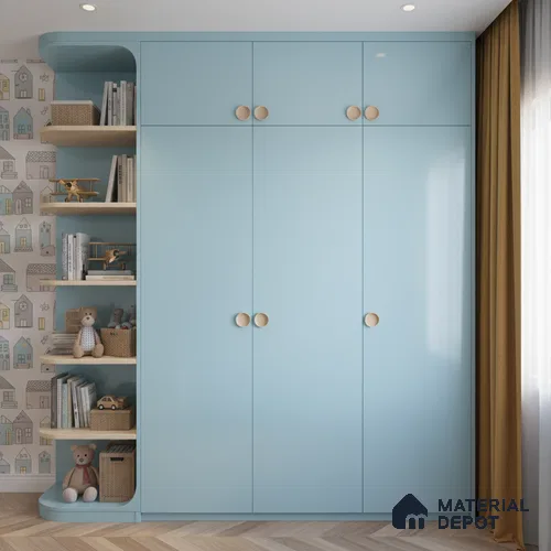 Ferrero 1B 0846 Soft Blue 8 ft x 4 ft Solid Series High Gloss Finish Acrylic Laminate - 1.5 mm (LM 01142) | Matching Edgeband Code - 846 | Suitable for Kitchen Cabinets, Study Areas, Wardrobe