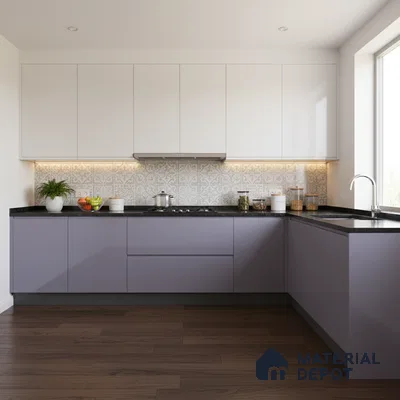 Ferrero 1B 0847 Muted Violet 8 ft x 4 ft Solid Series High Gloss Finish Acrylic Laminate - 1.5 mm (LM 01143) | Matching Edgeband Code - 847 | Suitable for Kitchen Cabinets, Study Areas, Wardrobe