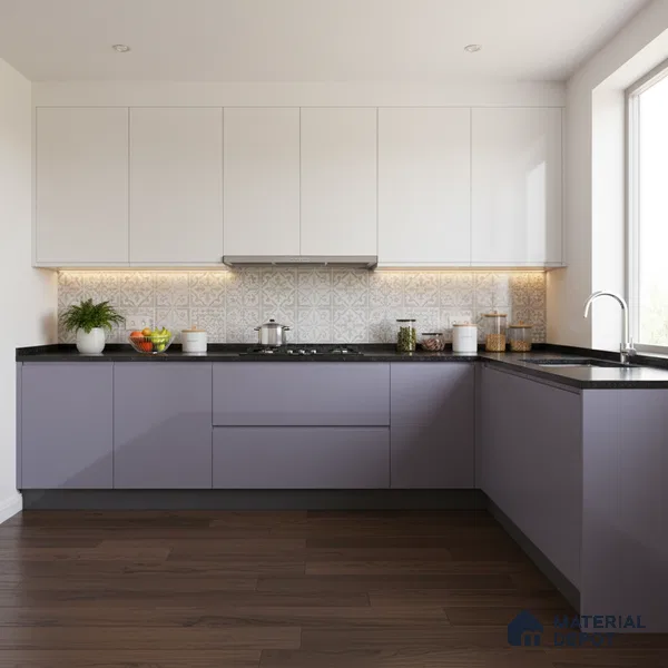 Ferrero 1B 0847 Muted Violet 8 ft x 4 ft Solid Series High Gloss Finish Acrylic Laminate - 1.5 mm (LM 01143) | Matching Edgeband Code - 847 | Suitable for Kitchen Cabinets, Study Areas, Wardrobe