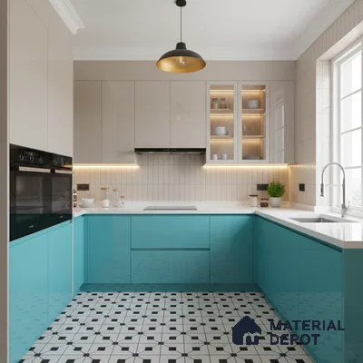 Ferrero 1B 0848 Bright Blue 8 ft x 4 ft Solid Series High Gloss Finish Acrylic Laminate - 1.5 mm (LM 01144) | Matching Edgeband Code - 848 | Suitable for Kitchen Cabinets, Study Areas, Wardrobe